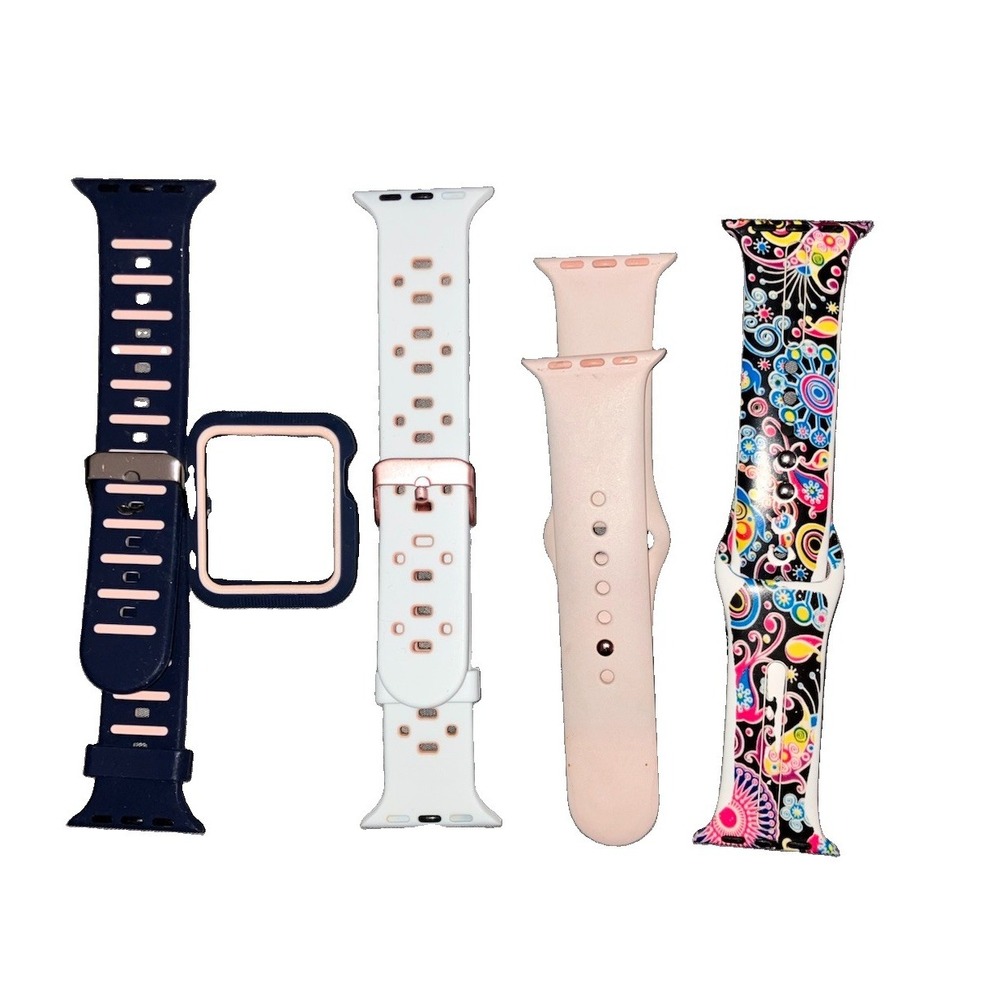 Lot Of 4 Silicone Watch Band for Apple Watch 38/40/41mm Multicolored